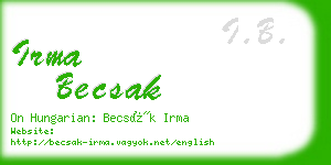 irma becsak business card